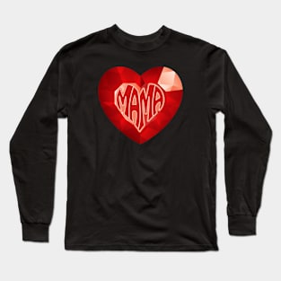 Mama on ruby gemstone heart Long Sleeve T-Shirt